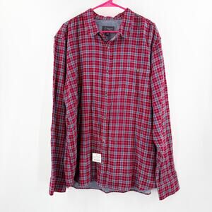 Wallin & Bros. Flannel Shirt Size 2XL NWT Mens Plaid Button Long Sleeve Red Blue